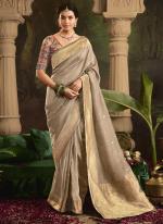 Pure Dola Silk Light Brown Wedding Wear Weaving  Saree